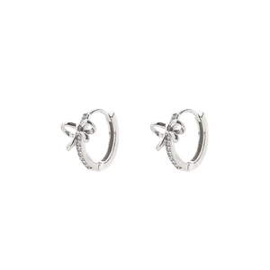 Boucles d'oreilles nœud en argent S925 avec zircons micro-sertis et design créole raffiné