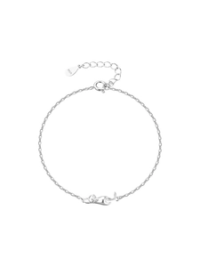 Minimalist S925 sterling silver kitten pendant bracelet with adjustable extension chain
