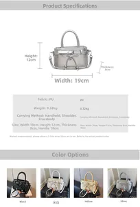 Dimensions détaillées du mini sac à bandoulière en PU avec pendentif noeud et boucle