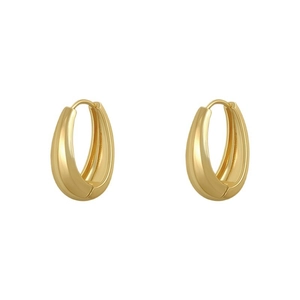 Minimalist S925 silver chunky gold teardrop hoop earrings with high polish finish