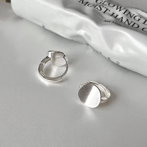 Minimalist S925 sterling silver hoop earrings with brushed metal circular charm