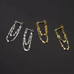 925 silver double layer lip chain drop earrings in gold and silver finish