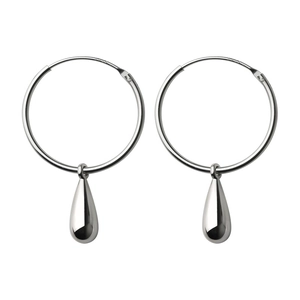 Élégantes boucles d'oreilles créoles S925 en argent sterling avec pendentif goutte d'eau