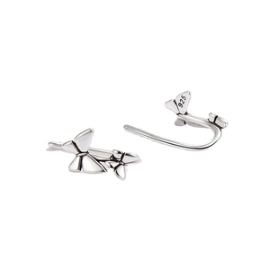 Elegant S925 sterling silver butterfly ear hooks with polished finish and hallmarking
