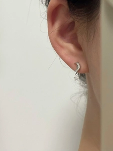 Boucles D'oreilles Pendantes Étoile Lune Rétro Avec Tige En Argent Sterling 925 Zirconium Bijoux Pour Femmes