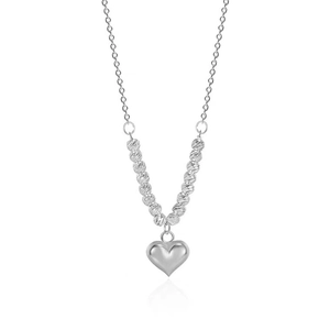 S925 sterling silver heart pendant necklace with spiral beads on a minimalist chain