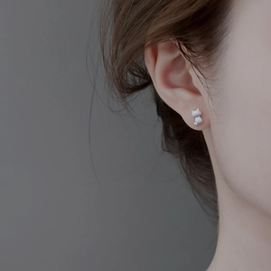 Cat Silhouette Stud Earrings Frosted Copper With 925 Sterling Silver Earring Post Minimalist Jewelry For Women