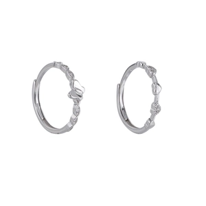 S925 sterling silver hoop earrings with butterfly and heart charms featuring zircons
