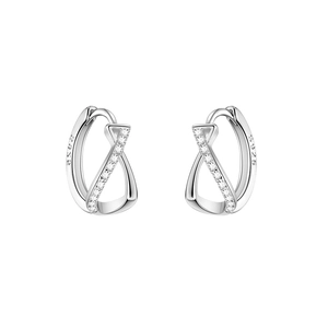 Elegant S925 sterling silver twisted hoop earrings with sparkling micro-inlaid zircon stones