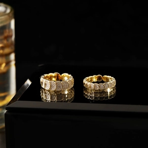 Luxurious gold-plated adjustable scale ring with full pave cubic zirconia accents