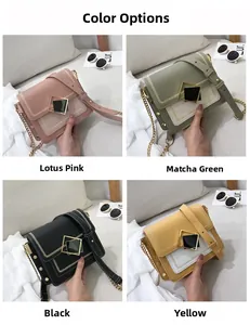 Détail de sacs à bandoulière en cuir PU de style coréen avec boucles en métal en 4 couleurs