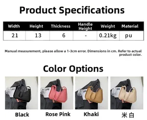 Detaillierte Größentabelle und Farbauswahl für die französische weiße Achseltasche
