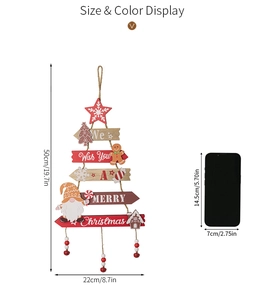 Size specifications of wood Christmas tree hanging decor with ginger man and gnome details