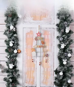 Hanging wooden Christmas tree ornament with gnome and gingerbread man detail
