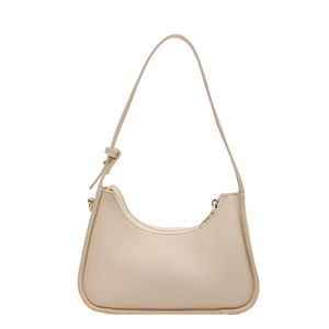 Elegante cremeweiße Hobo-Schultertasche aus Kunstleder mit goldener Schnalle für Damen
