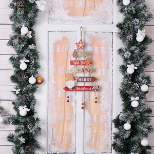 Wooden gingerbread man Christmas tree hanging sign with Gnome and festive decor