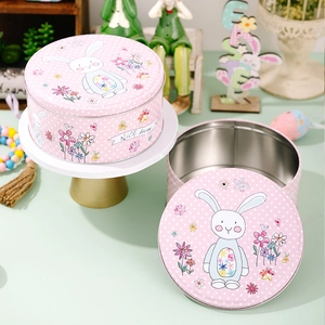 Détail de la boîte de Pâques rose à pois avec lapin et inscription Nice dream déco