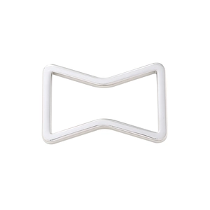 Silver bow-shaped metal buckle connector with polished chrome finish for bags and belts