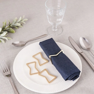 Elegant Bow Knot Napkin Rings Zinc Alloy Gold Plated For Dining Table Wedding Party Banquet Decoration Modern Minimalist