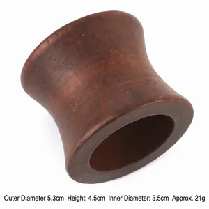 Brown wooden hourglass napkin ring with 5.3cm outer diameter and smooth natural grain