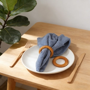 Round Wooden Napkin Rings Natural Grain Table Decor Buckles For Hotel Home Wedding Dinner Party Minimalist Farmhouse Style