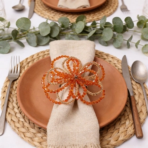 Handmade Flower Beadwork Napkin Rings Creative Multicolored Glass Beads Napkin Holder For Wedding Party Table Decoration Floral Napkin Circle