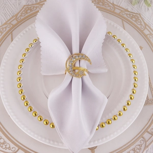 Golden moon and star napkin ring with sparkling rhinestones for wedding table decor