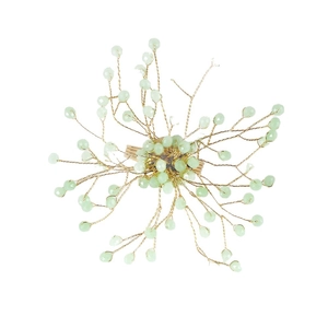 Handmade gold wire napkin ring with green crystal beads for elegant table setting décor
