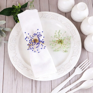 Handmade crystal beaded napkin rings in blue and green with gold wire for table decor