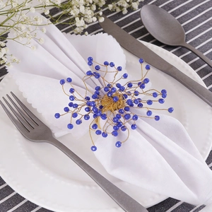 Handmade Woven Crystal Napkin Ring Golden Metal Wire Starburst Flower Napkin Buckle For Wedding Banquet Table Decoration