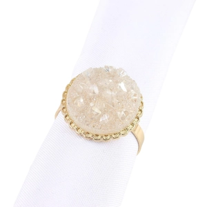 Rond de serviette doré élégant avec druse en cristal champagne pour table