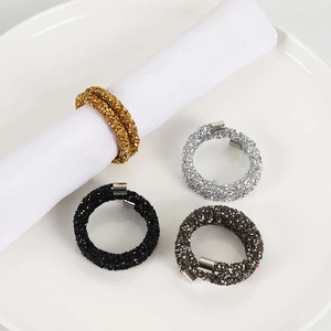 Elegant rhinestone napkin rings in gold, silver, black and gunmetal for wedding table decor