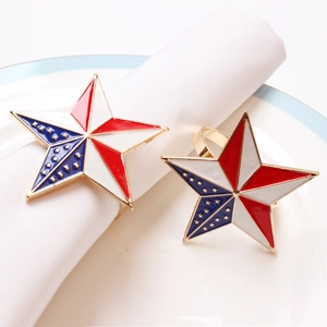 Servilleteros de estrella con bandera de EE. UU. en esmalte rojo blanco y azul