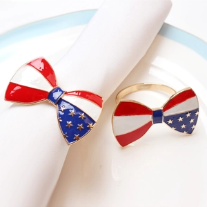Servilletero en forma de lazo con bandera americana en rojo blanco azul y estrellas
