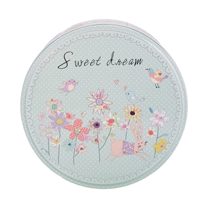 Boîte en fer blanc de Pâques bleue avec motifs lapins et fleurs pour rangement créatif
