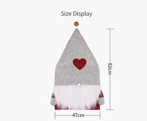 Size specifications for Christmas gnome chair cover, dimensions 82cm height and 47cm width