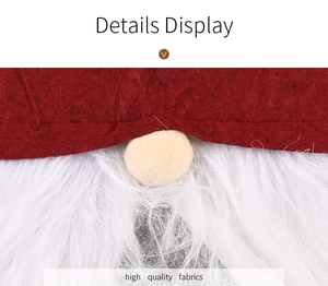 Close-up of Christmas gnome chair cover featuring high-quality red felt and white faux fur