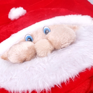 Plush Santa Claus drawstring gift bag made of premium red velvet for Christmas candy