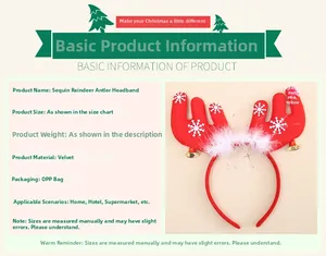 Detail of sequin reindeer antler headband with festive bells and soft velvet texture