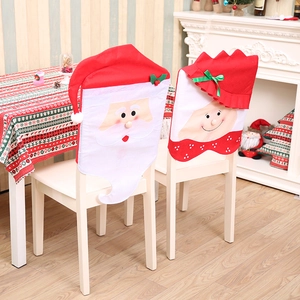 Christmas Santa Claus Mrs Claus Chair Covers Non-woven Fabric Dining Room Back Covers Festive Holiday Party Decoration For Home