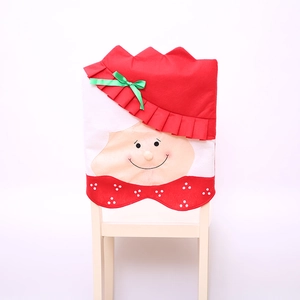 Christmas chair cover with Santa Claus design made of red and white non-woven fabric