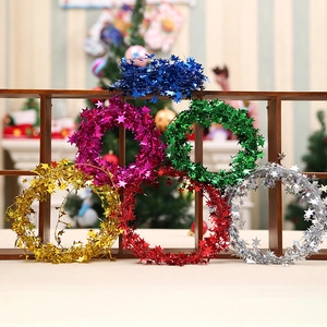 Christmas Tinsel Garland Five-Pointed Star Hanging Wire Ribbon Christmas Tree Ornaments Festive Party Home Decoration