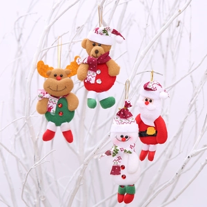 Christmas plush ornaments set featuring Santa, Snowman, Bear and Reindeer characters