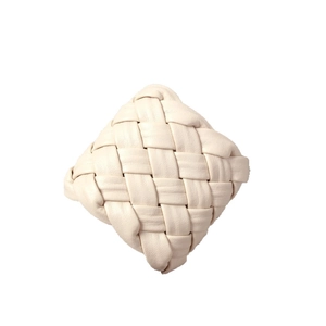 Elegant ivory woven leather napkin ring featuring a classic handcrafted textured design