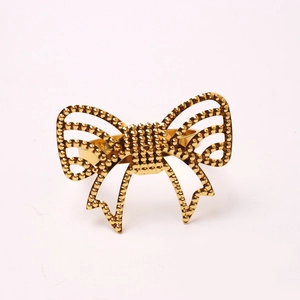 Golden butterfly hollow napkin ring with beaded metal texture for elegant banquet decor