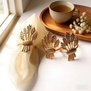 Serviettenringe Weizenährenform Zinklegierung Mattgold Metallhalter Für Hochzeit Erntedankfest Weihnachten Bankett Esstisch