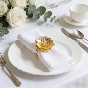 Elegant Metal Rose Napkin Rings Gold Flower Napkin Buckles For Wedding Hotel Table Decoration Modern Simple Style