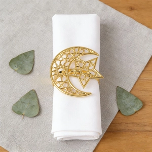 Star Moon Napkin Rings Hollow Metal Napkin Buckle Gold Zinc Alloy Table Decor For Wedding Banquet Hotel Party Elegant