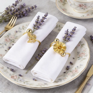 Napkin Rings Metal Butterfly Flower Golden Napkin Buckles For Wedding Banquet Party Table Decoration Elegant