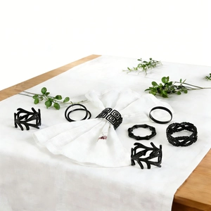 Servilleteros De Metal Negro Decoración De Mesa Moderna Elegante De Alambre Tejido Hoja Caballo Estrella Para Boda